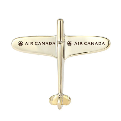 Side view of Air Canada Airplane Shape aviation airplane-shape brooch in polished alloy, polished finish.