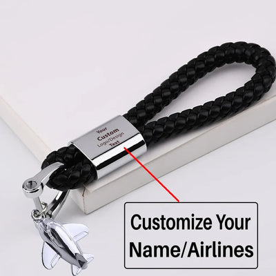 Custom Logo aviation design on premium leather car leather car key chain.