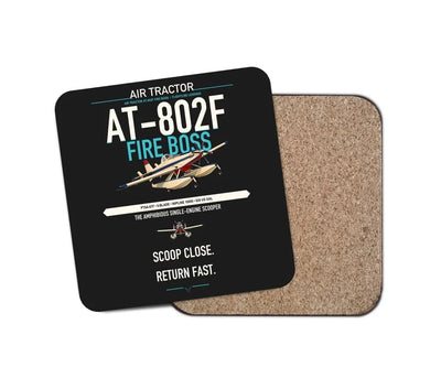 Air Tractor AT-802F Fire Boss design on black 1 piece coaster