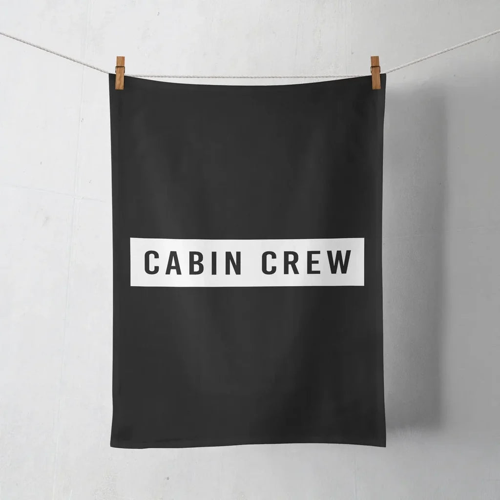 Cabin Crew Text aviation design on soft absorbent cotton towel.