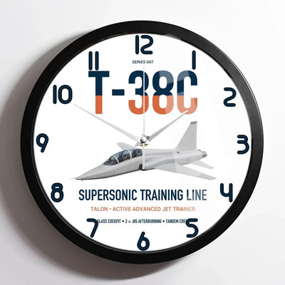T-38C Talon design on white framed wall clock