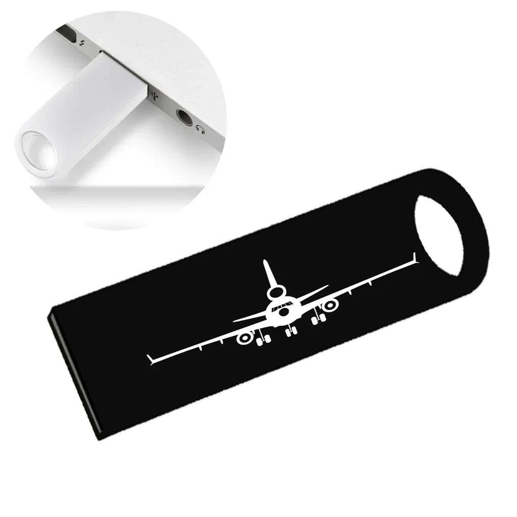 McDonnell Douglas MD-11 Silhouette Plane aviation design on durable waterproof casing waterproof USB device.