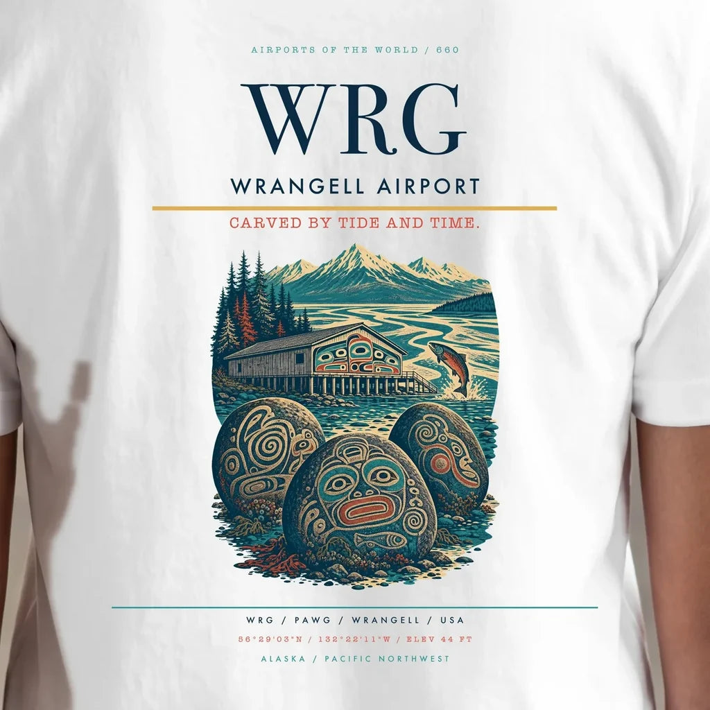 Wrangell Airport (WRG) double-side t-shirt design close-up cover