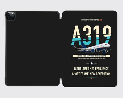 Airbus A319neo design on black ipad tablet case