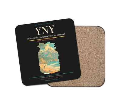 Yangyang International Airport (YNY) design on black 1 piece coaster