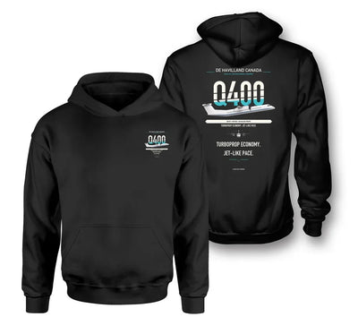 Dash 8-400 design on black hoodie