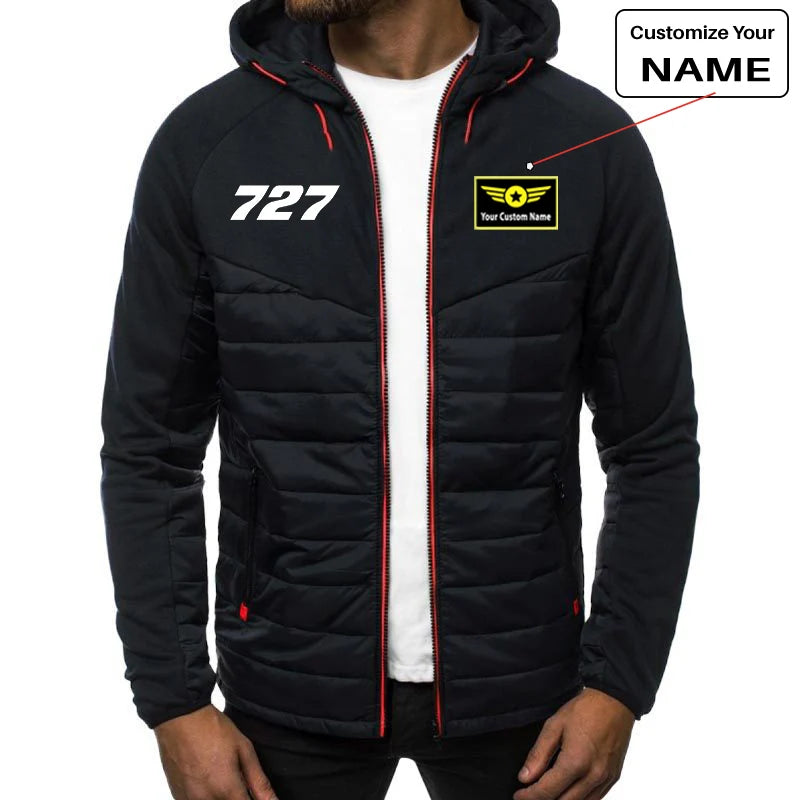Boeing 727 Flat Text aviation design printed on lightweight breathable shell sportive jacket.