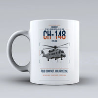 Thumbnail for Sikorsky CH-148 Cyclone design on white ceramic mug, double-side print