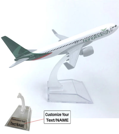 Side view of Bangladesh Boeing 737 Airplane Model (16CM) aviation 16-18cm scale model aircraft in diecast metal.