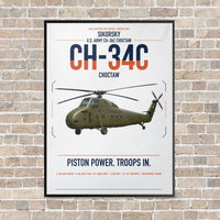 Thumbnail for Sikorsky CH-34C Choctaw vertical canvas print - framed - white background