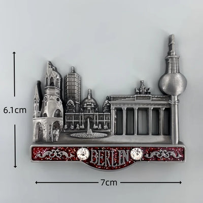Landmark buildings in Berlin Germany 3D Metal Fridge aviation design 3D metal magnet sticker in 3D metal with magnetic back.
