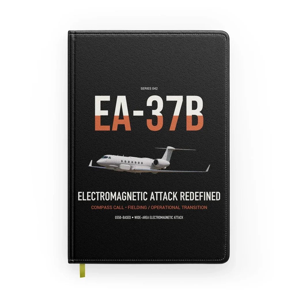 EA-37B Compass Call design on black notebook