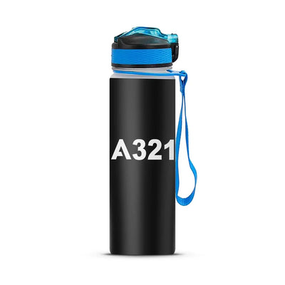 Airbus A321 Flat Text Sports aviation design on sport kettle, insulated bottle with sport spout.