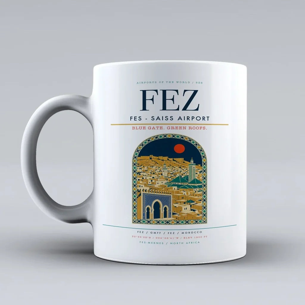 - Saiss Airport FEZ Mug design on white fes