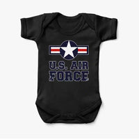 Thumbnail for US Air Force aviation print on kids gentle cotton bodysuit.