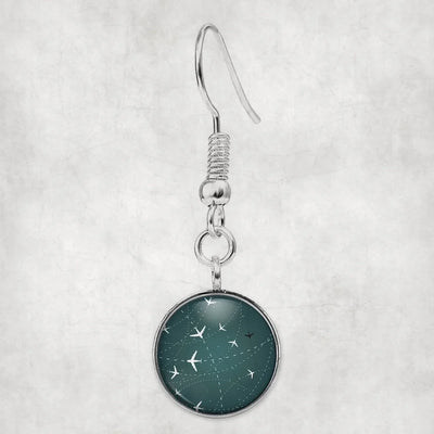 Travelling with Aircraft (Green) aviation-themed earrings, polished hypoallergenic alloy.