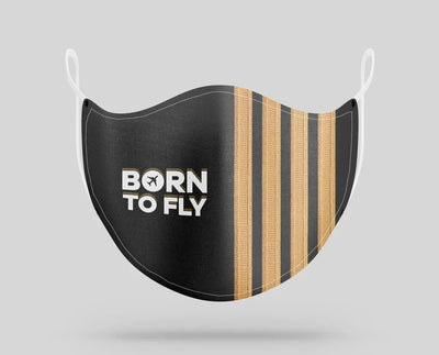 Born to Fly & Pilot Epaulettes (4,3,2 Lines) aviation face mask in breathable cotton blend.