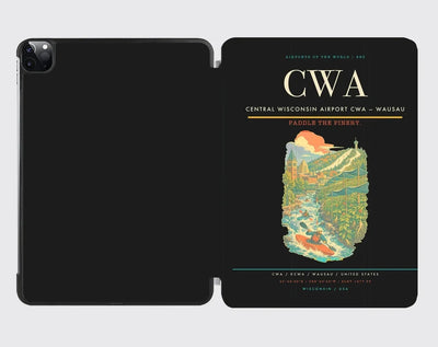 Central Wisconsin Airport (CWA) design on black ipad tablet case