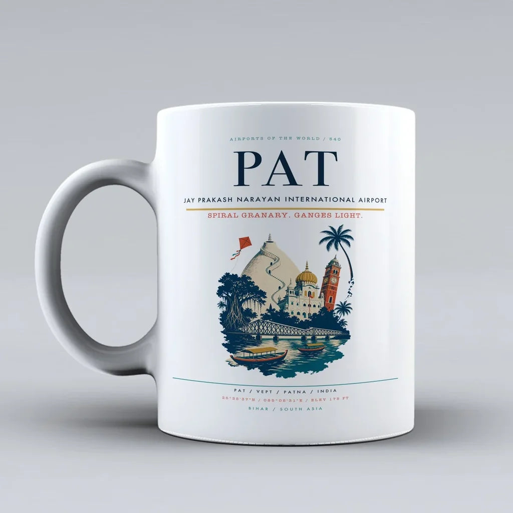 Prakash Narayan International Airport PAT Mug design on white jay