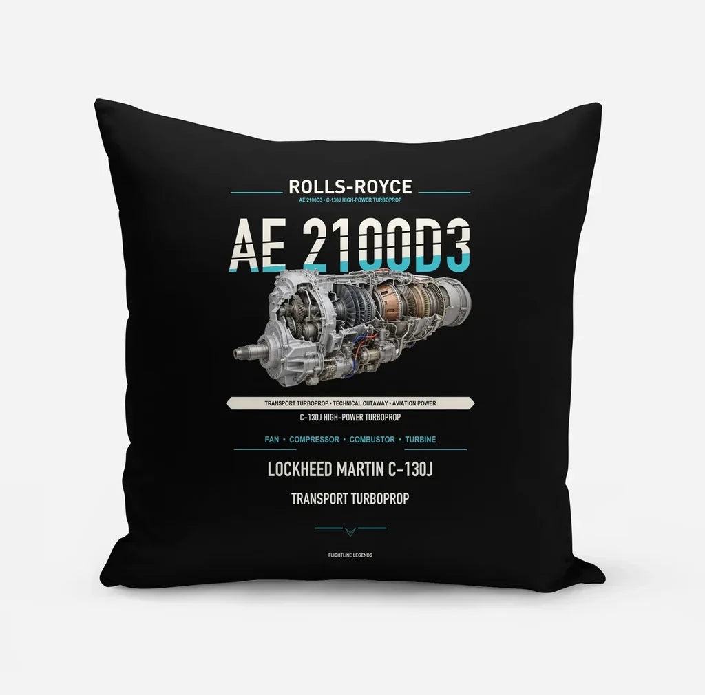 AE 2100D3 design on black pillow