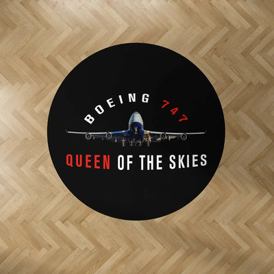 Boeing 747 Queen of the Skies Carpet & Floor Mats (Round) aviation design on durable carpet pile with non-slip backing round.
