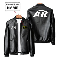 Thumbnail for ATR & Text PU aviation design printed on genuine leather with quilted lining leather jacket.