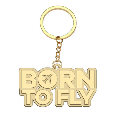 Born To Fly aviation hollow key chain in polished alloy.