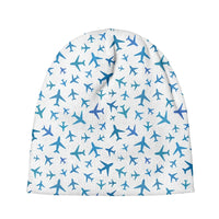 Thumbnail for Many Airplanes White aviation embroidery on soft knit fabric 3D knit beanie.