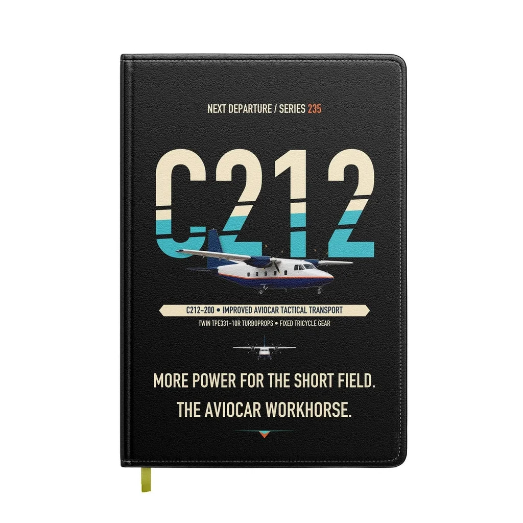 CASA C-212-200 Aviocar design on black notebook