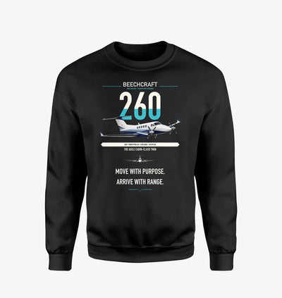 Beechcraft King Air 260 design on black sweatshirt