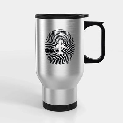 Aviation Finger Print Travel Mugs (With Holder) aviation design on travel mug with holder, insulated double-wall with car-cup.