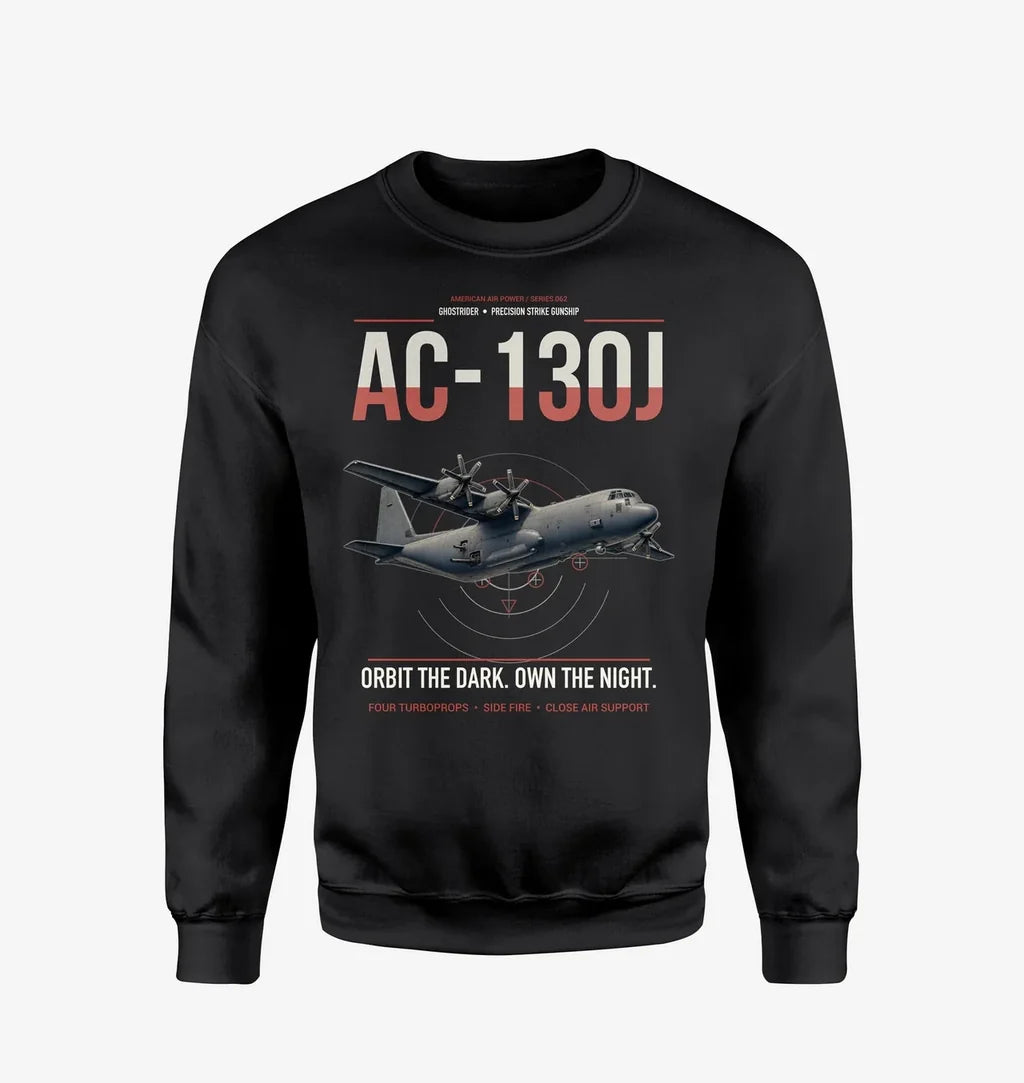 AC-130J Ghostrider design on black sweatshirt
