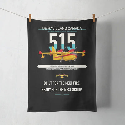 De Havilland Canadair 515 design on black towel