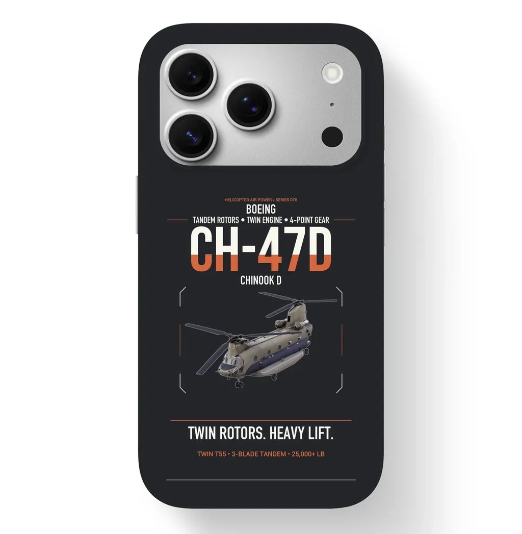 Boeing CH-47D design on black magsafe iphone case, for iPhone 17 Pro