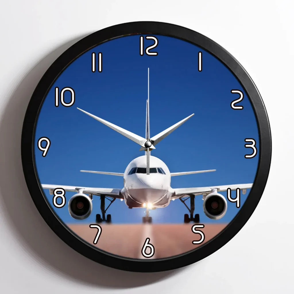 Face to Face with Airbus A320 aviation design on premium wood and metal wall clock.