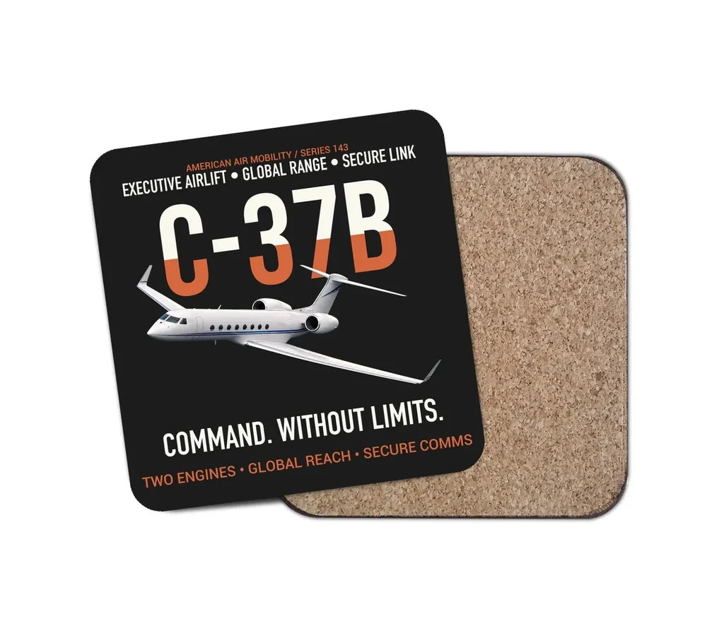 C-37B Global Command Link design on black 1 piece coaster
