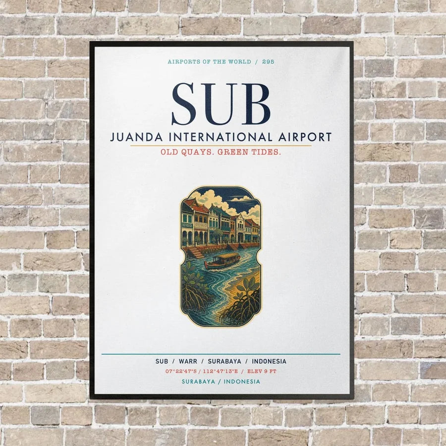 Juanda International Airport Surabaya SUB vertical canvas print - framed - white background