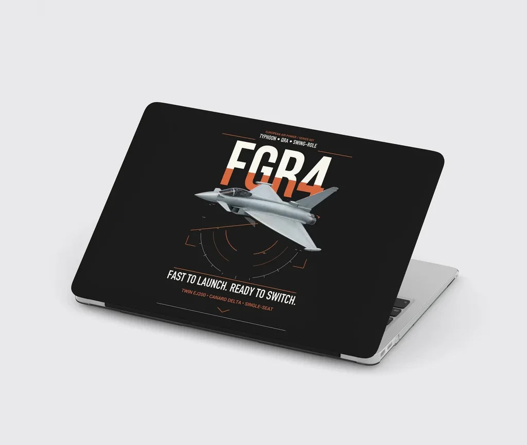 Eurofighter Typhoon FGR4 design on black MacBook case