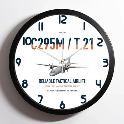 Airbus C295M T.21 design on white framed wall clock