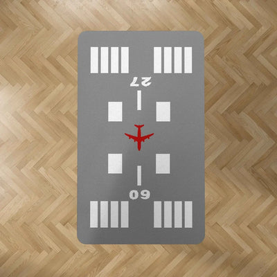 Special Runway (Gray) 27-09 aviation print rectangle carpet floor mat, durable carpet pile with non-slip backing.