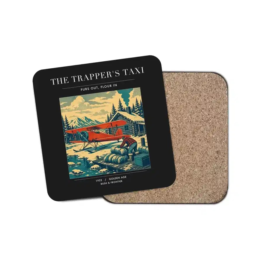 The Trapper's Taxi - Designed Coasters design on black 1-piece