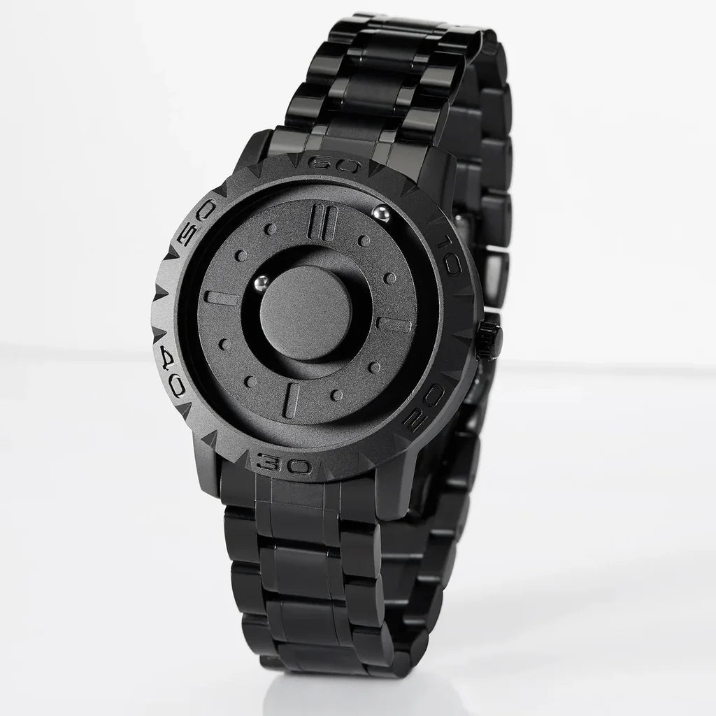 Magnetic Roller Creative Trendy Black Technology Concept Borderless Design Watch aviation stainless steel accessory in stainl.