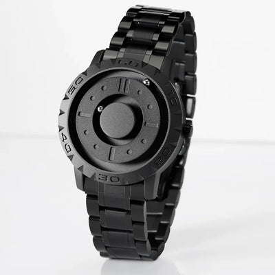 Magnetic Roller Creative Trendy Black Technology Concept Borderless Design Watch aviation stainless steel accessory in stainl.