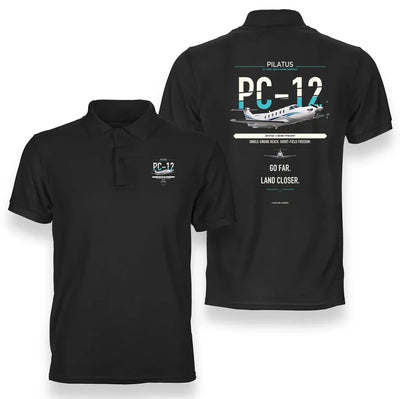 PC-12 PRO design on black polo