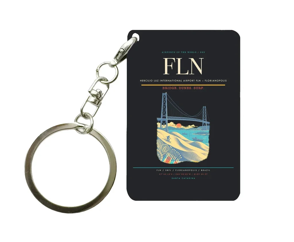 Hercilio Luz International Airport (FLN) design on black key chain
