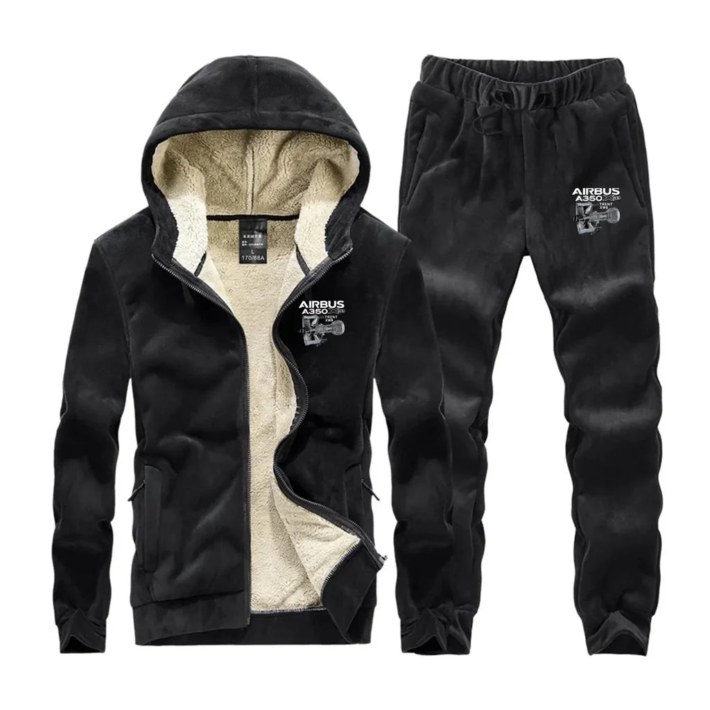 Airbus A350 & Trent Wxb Engine aviation design on insulated polyester winter sportsuit.