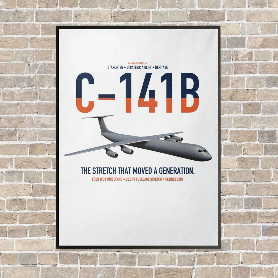 C-141B Starlifter vertical canvas print - framed - white background