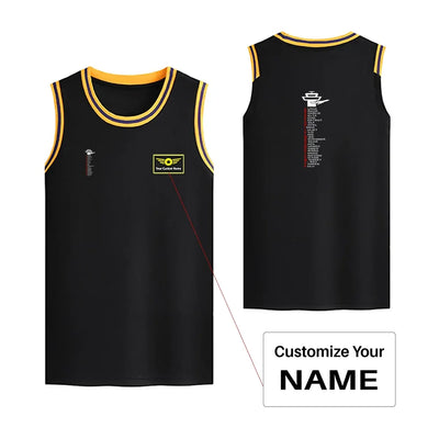 Aviation Alphabet Basketball Style Sports aviation design printed on quick-dry breathable fabric men's sport tank top.