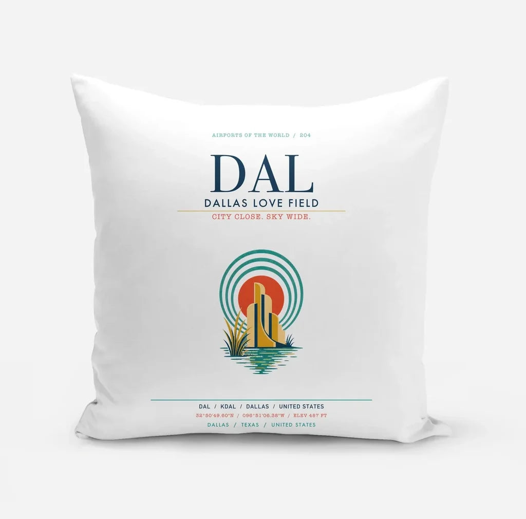 Dallas Love Field (DAL) design on white pillow