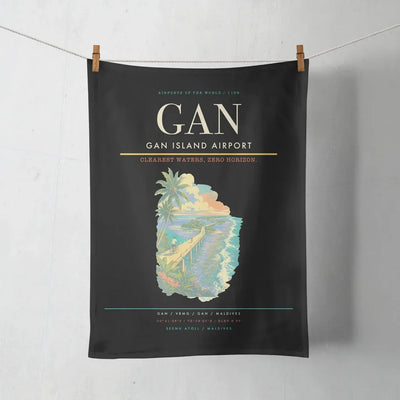 Gan Island Airport (GAN) design on black towel